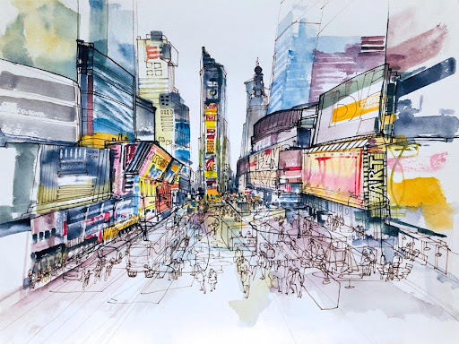 Friends Building NYC Watercolor 